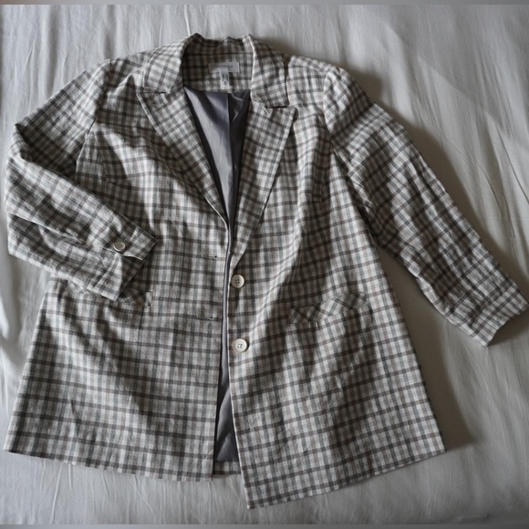 Addition Elle Plaid Boyfriend Blazer Plus Size Pastel Colours - Picture 3 of 11